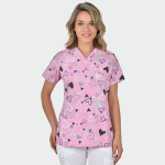 BAMBINA ženska medicinska bluza – Pink hearts - Image 3