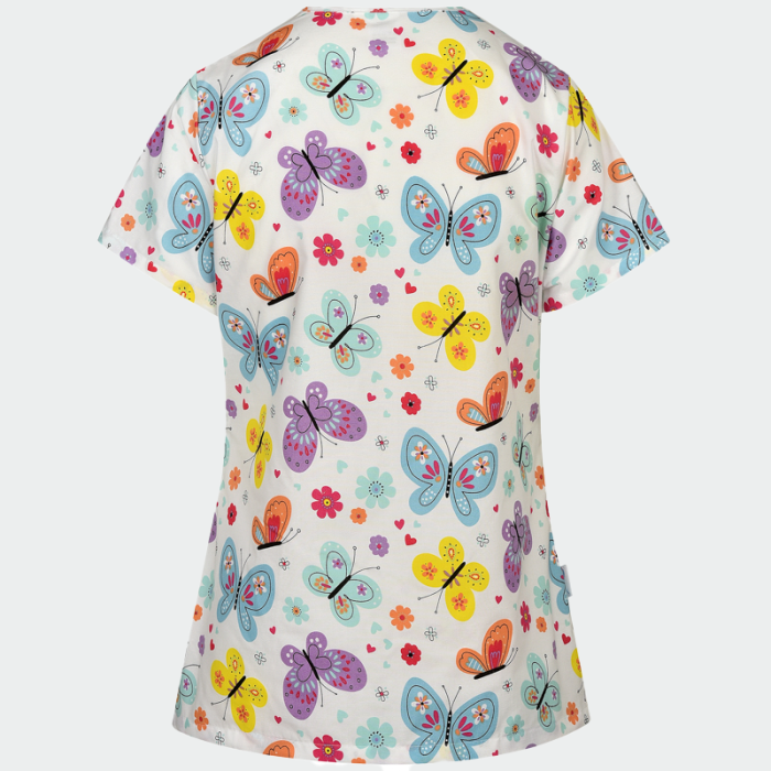 BAMBINA ženska medicinska bluza – Butterflies / flowers - Image 4