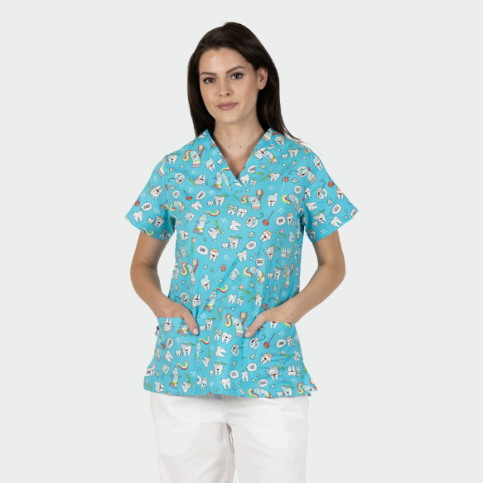 BAMBINA ženska medicinska bluza – Blue teeth - Image 2
