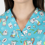 BAMBINA ženska medicinska bluza – Blue teeth - Image 5