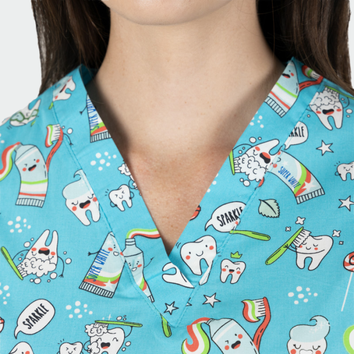 BAMBINA ženska medicinska bluza – Blue teeth - Image 5