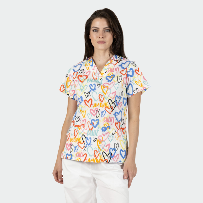 BAMBINA ženska medicinska bluza – Hearts - Image 2