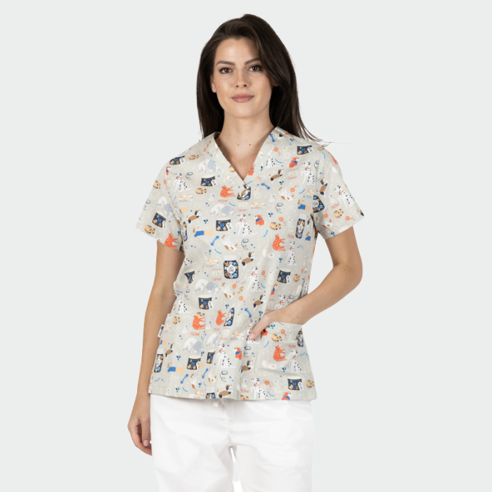 BAMBINA ženska medicinska bluza – Dogs / cats - Image 2