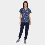 BAMBINA ženska medicinska bluza – Midnight Peacock - Image 5