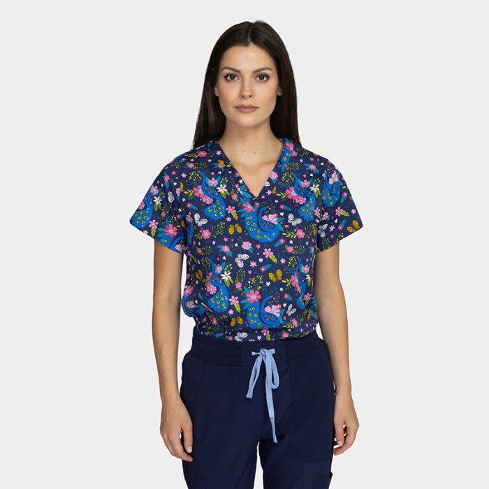 BAMBINA ženska medicinska bluza – Midnight Peacock - Image 6