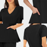 JUSTINA ženska medicinska bluza – Crna - Image 5
