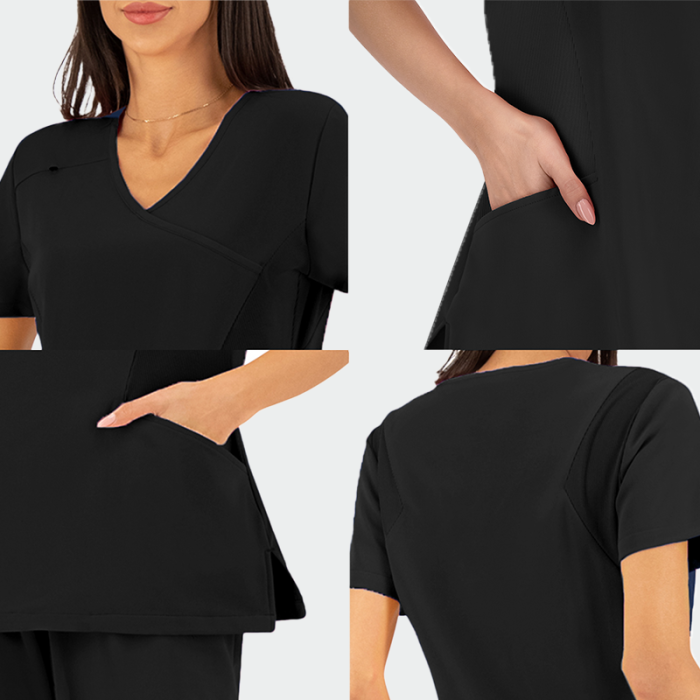 JUSTINA ženska medicinska bluza – Crna - Image 5