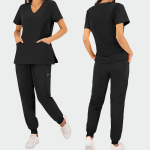 JUSTINA ženska medicinska bluza – Crna - Image 4