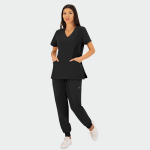 JUSTINA ženska medicinska bluza – Crna - Image 2