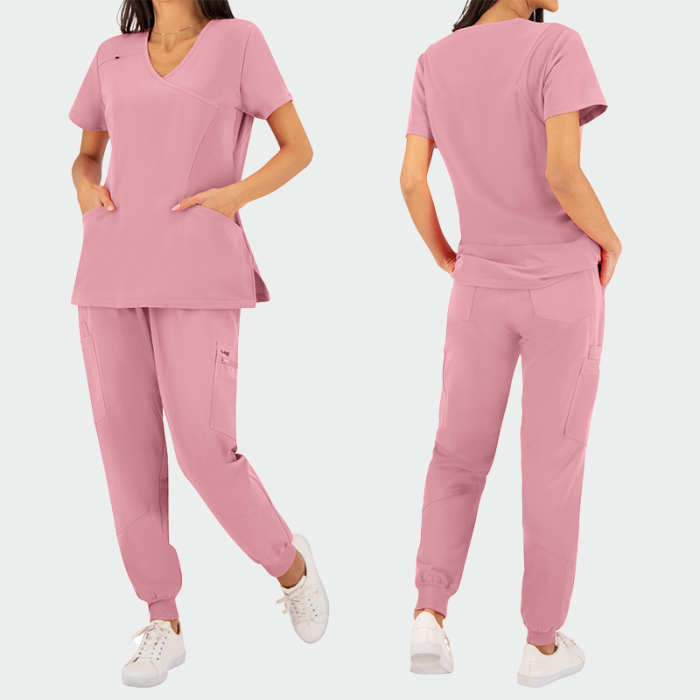 JUSTINA ženska medicinska bluza – Roza - Image 4