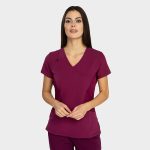 JUSTINA ženska medicinska bluza – Bordo - Image 2
