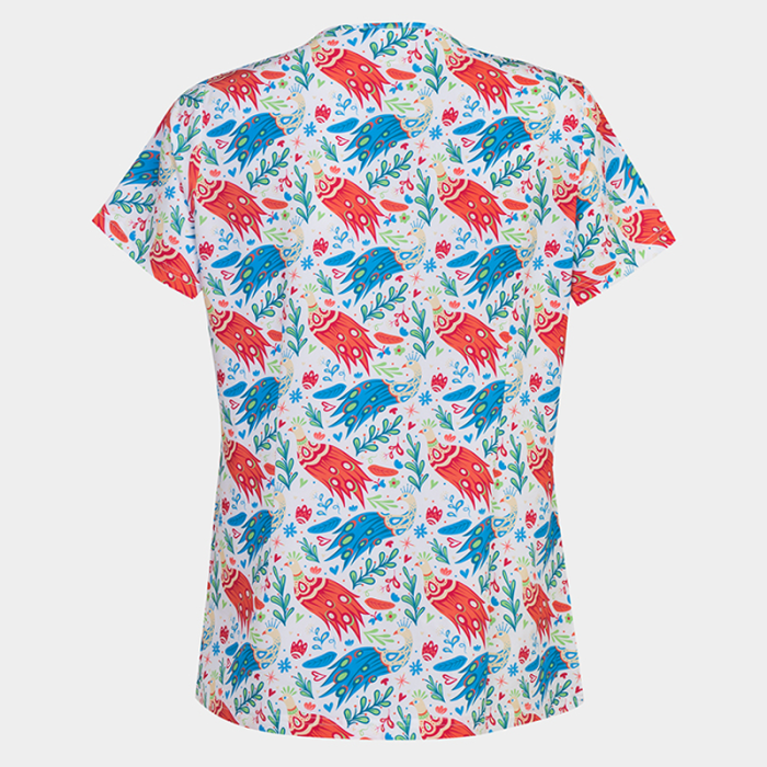 ISABELLA ženska medicinska bluza – Colourful Peacock - Image 2