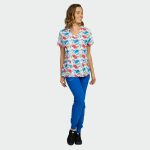 ISABELLA ženska medicinska bluza – Colourful Peacock - Image 6
