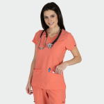 JULIA ženska medicinska bluza – Koral - Image 3