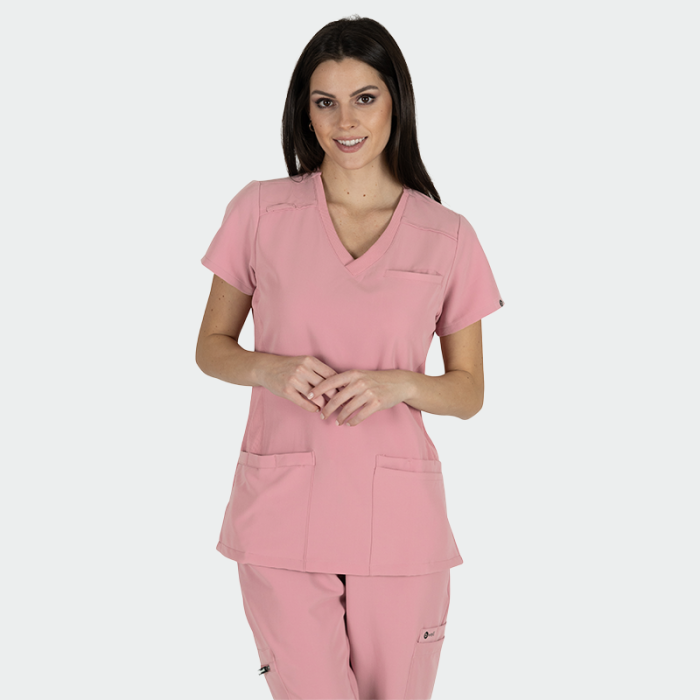 JULIA ženska medicinska bluza – Roza - Image 3