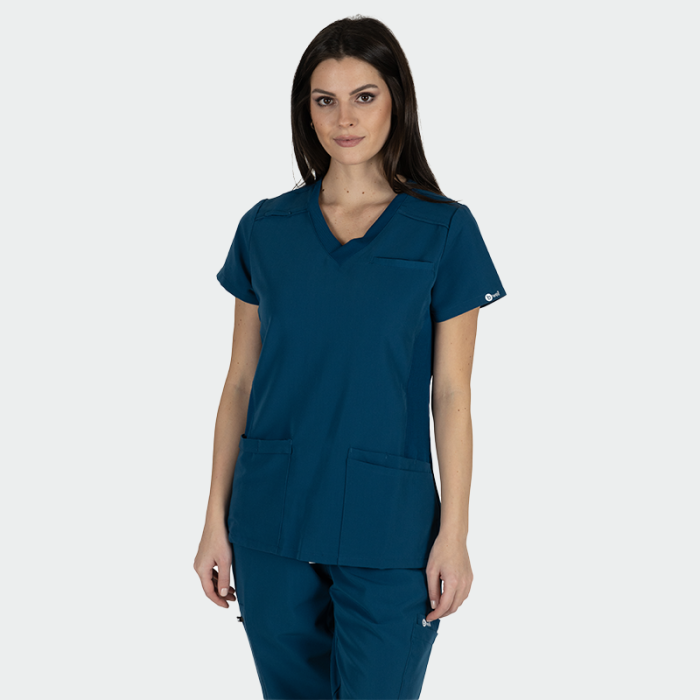 JULIA ženska medicinska bluza – Karibsko plava - Image 3