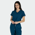 JULIA ženska medicinska bluza – Karibsko plava - Image 4