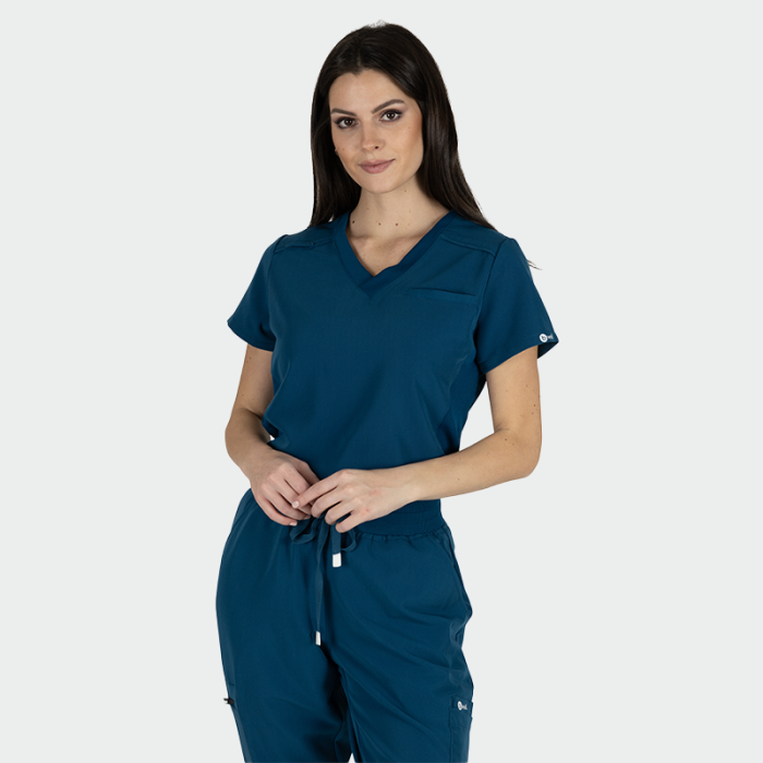 JULIA ženska medicinska bluza – Karibsko plava - Image 4