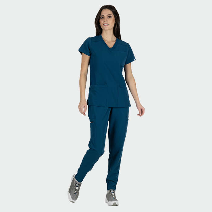 JULIA ženska medicinska bluza – Karibsko plava - Image 2