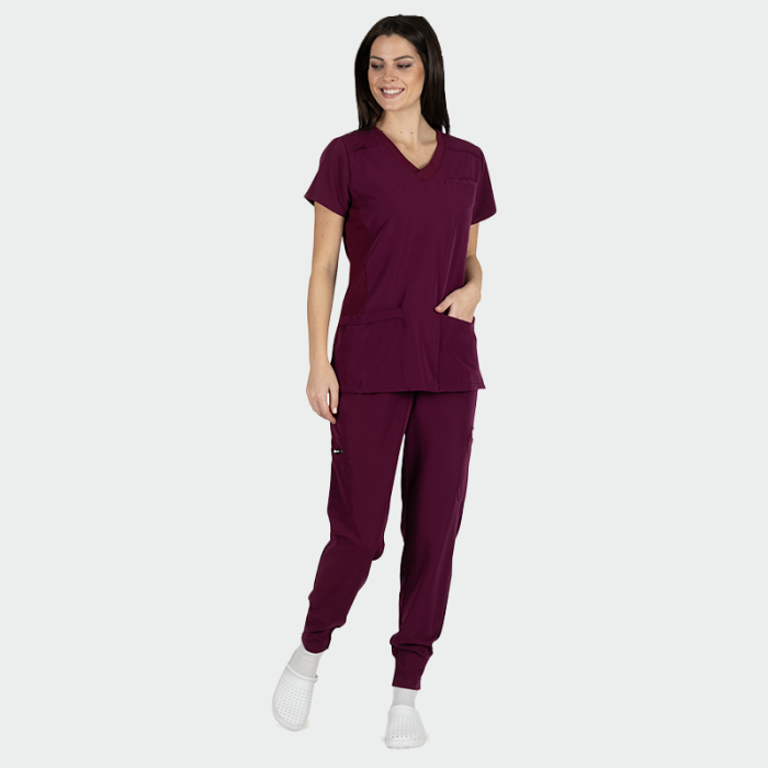 JULIA ženska medicinska bluza – Bordo - Image 2