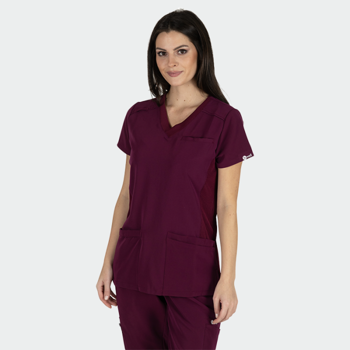 JULIA ženska medicinska bluza – Bordo - Image 4